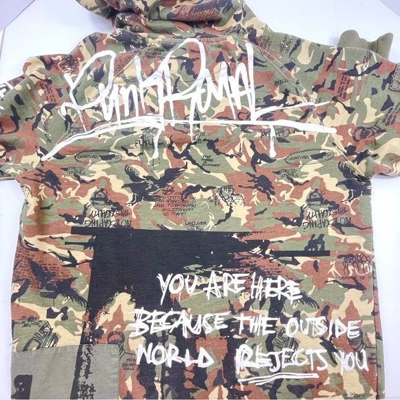 PUNK ROYAL Men's Camo Hoodie Sweatshirt Graphic Graffiti Print Size Large - Picture 3 of 10